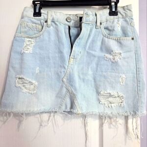 Aeropostale Light Blue Distressed Mini Skirt